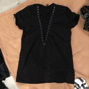 Black lace t-shirt dress